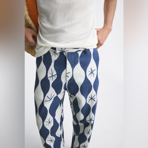 Zara Blue and White Patterned Jeans Summer Wardrobe ‘23 size 32” - Picture 5 of 13